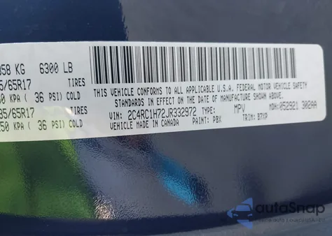 2018 Chrysler Pacifica Hybrid Touring Plus z USA, uszkodzony, nr VIN 2C4RC1H72JR332972